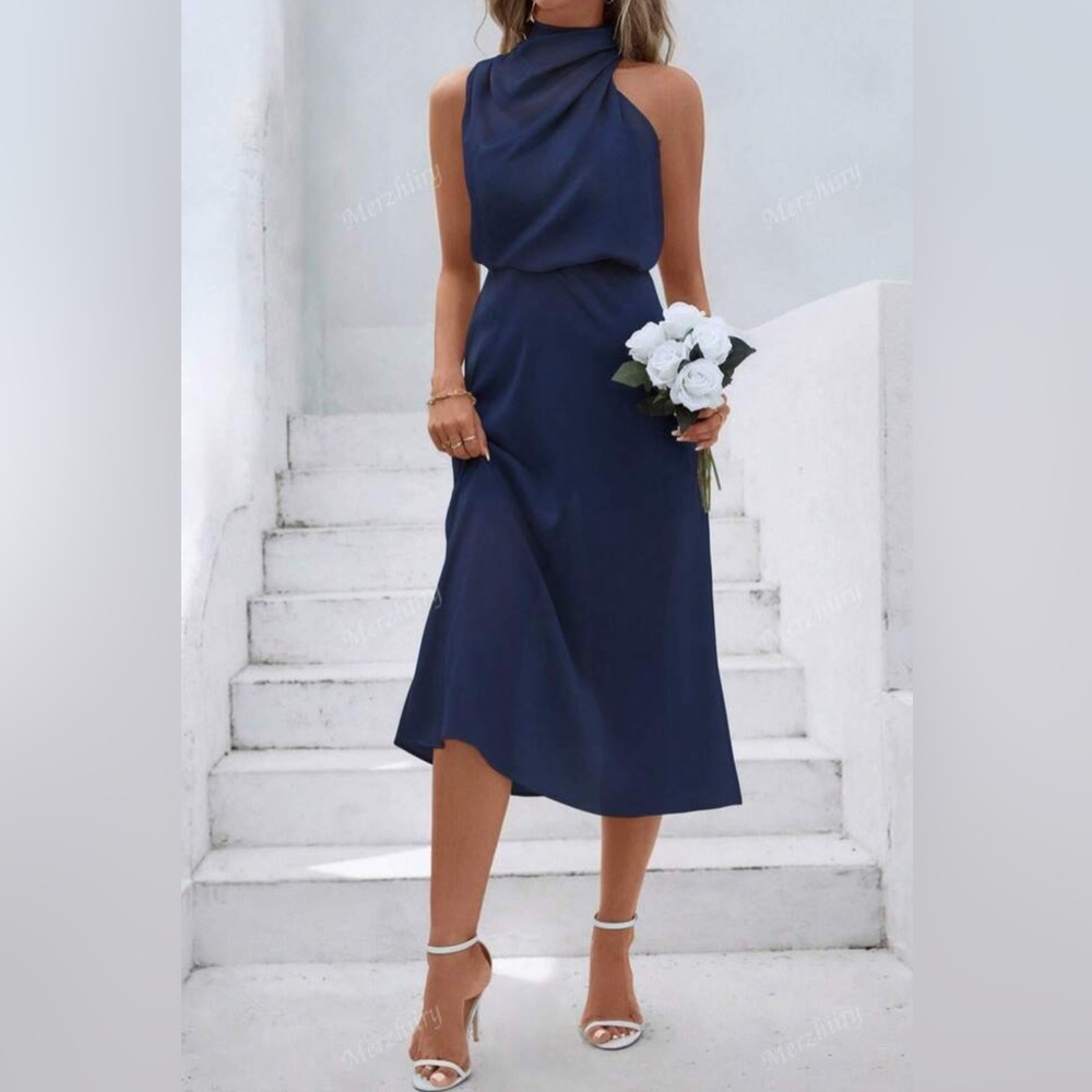Elegant Navy Blue Dress Size LG (8-10)